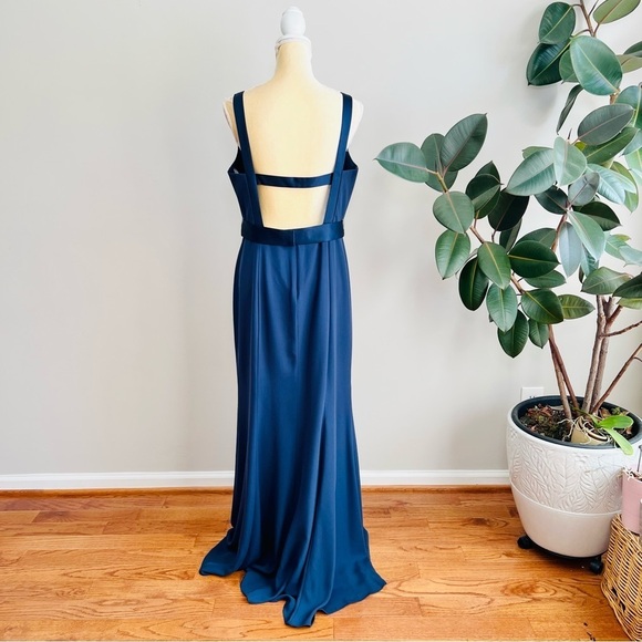 White by Vera Wang Bridesmaid Dress Midnight Blue Vw360195 Full Length formal - Picture 10 of 15